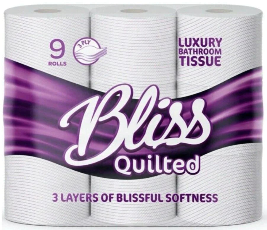 9 Rolls Bliss Triple Quilted Toilet Tissue 3Ply - Premium Quality Tissue Online - Product Image 9 Rolls Bliss Triple Quilted Toilet Tissue 3Ply - Premium Quality Tissue Online - Product Image
